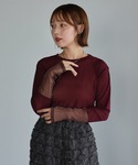 tシャツ 袖シアーラメ切替トップス レディースの詳細画像4