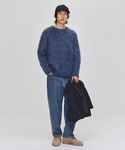 UNFILO セーター ニット シャギー クルーネックニット メンズ