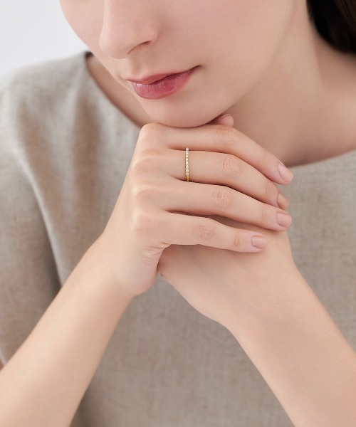 【極美品】4℃ ヨンドシー K10 PG ハーフエタニティリング 8号 org.jpg