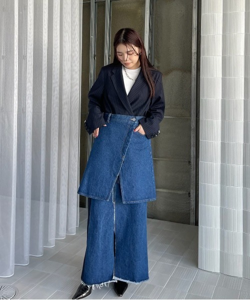 Ameri（アメリ） ロング スカート DENIM DOCKING COMBINE SKIRT