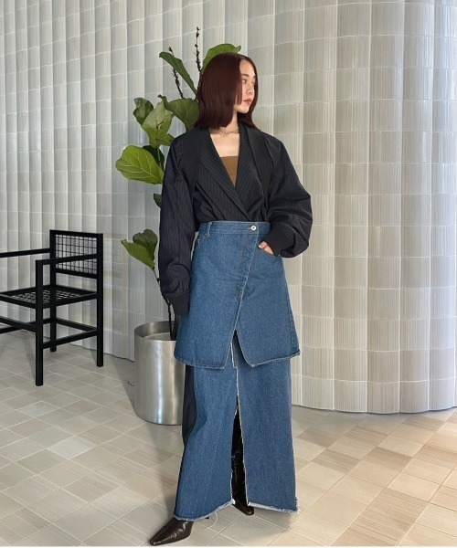 Ameri（アメリ） ロング スカート DENIM DOCKING COMBINE SKIRT