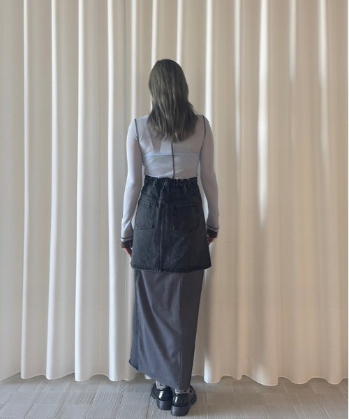 Ameri（アメリ） ロング スカート DENIM DOCKING COMBINE SKIRT