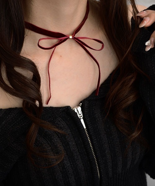 TONE SELECT GOODS チョーカー 「float」ベロア リボン ゴールド