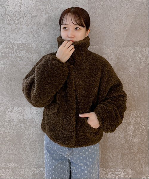 Miーje（ミジェ） ブルゾン アウター プードルフェイクファーコート 