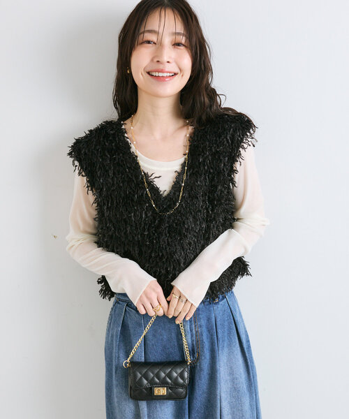 La boutique Bonbon ブラウス シャツ フェザーヤーンベスト