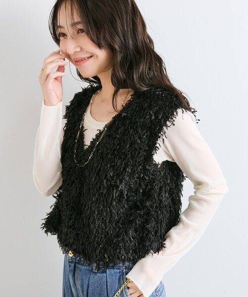 La boutique BonBon フェザーヤーンベスト La boutique Bonbon（ラブティックボンボン） ブラウス シャツ