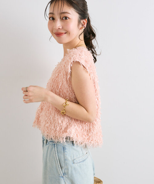 La boutique Bonbon ブラウス シャツ フェザーヤーンベスト