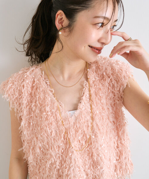 La boutique Bonbon ブラウス シャツ フェザーヤーンベスト