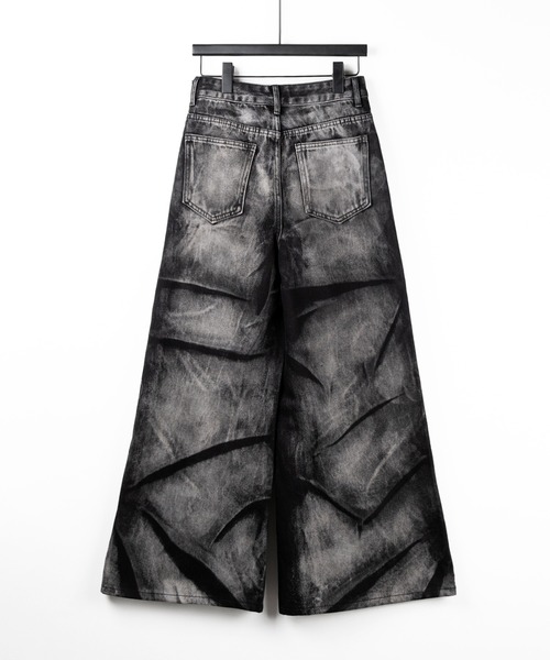 ブラックダメージデニムパンツ me+em select ジーンズ デニム デニムパンツ 「 4size 」CRACK