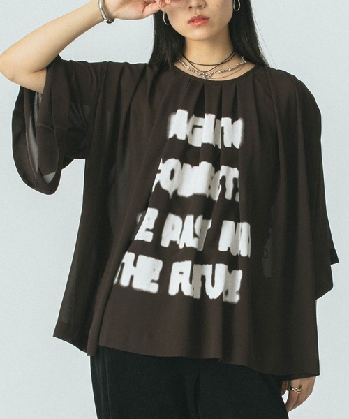 ブラウス シャツ (OKIRAKU×ROSEBUD)SPRAY PRINT LIKE BLOUSE レディース