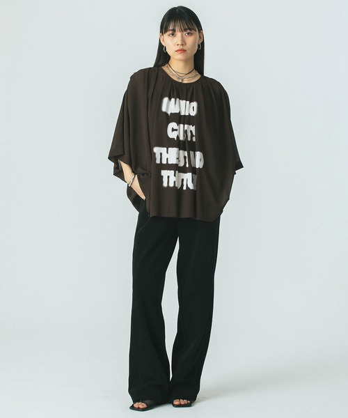 ブラウス シャツ (OKIRAKU×ROSEBUD)SPRAY PRINT LIKE BLOUSE レディース OKIRAKU ブラウス シャツ (OKIRAKU×ROSEBUD)SPRAY PRINT LIKE