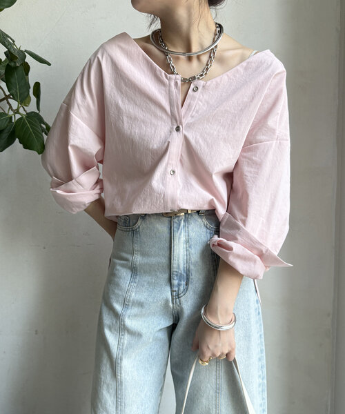 ブラウス シャツ バックデザインツイストブラウス レディース DouDou ブラウス シャツ バックツイストブラウス レディース