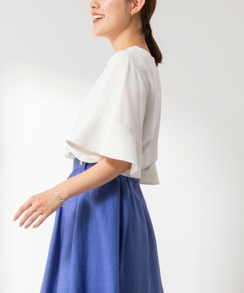 お値下げ中【未使用】半袖ブラウス　ネイビー　定価17,930円 NOLLEY'S 「NOLLEY'S」 半袖ブラウス 36 ネイビー レディース