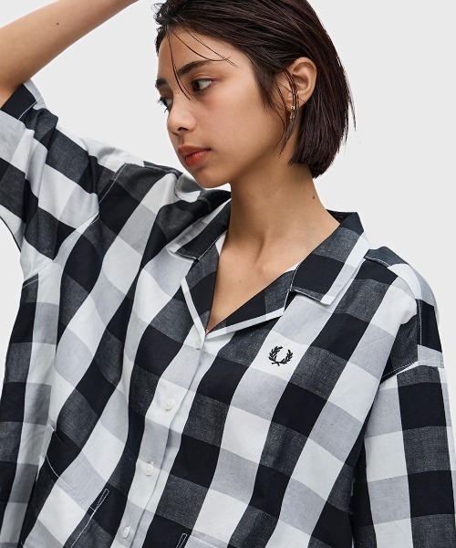 ブラウス シャツ Monochrome Check Shirt／モノクロチェックシャツ レディース