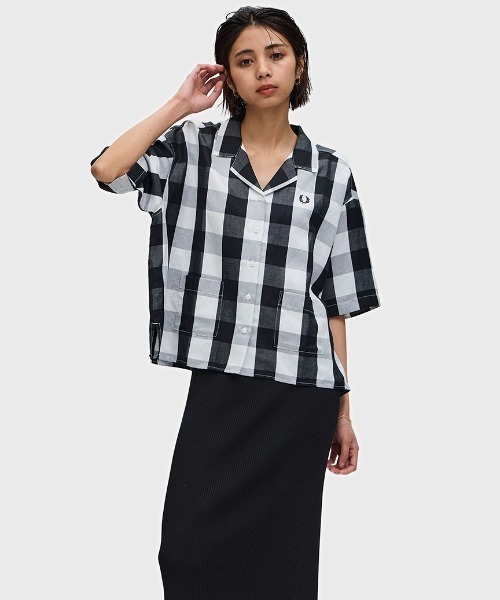 FRED PERRY ブラウス シャツ Monochrome Check Shirt／モノクロ