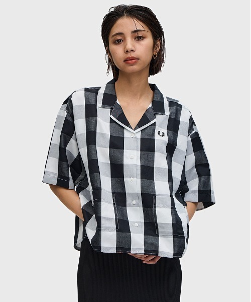 FRED PERRY ブラウス シャツ Monochrome Check Shirt／モノクロ