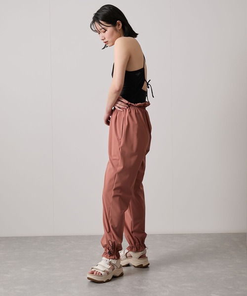 ESTIVO ウィメンズ Lサイズ　パンツ 高身長 接触冷感ストレッチきれいめワイドパンツ（薄手素材）丈