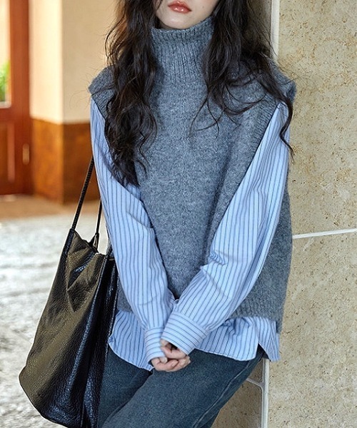 「SHEENA」 タートルネックニット M グレー レディース_画像5