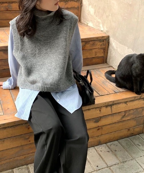 「SHEENA」 タートルネックニット M グレー レディース_画像7