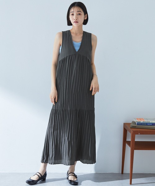 安価 ワタナベ MONO-MART ワンピース クリンクルリボン2WAYノースリーブ ワンピース