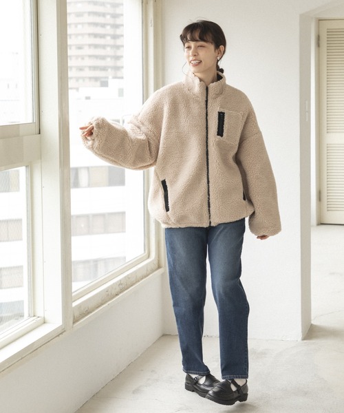 「pairmanon」 ジップアップブルゾン FREE グレイッシュベージュ レディース_画像7