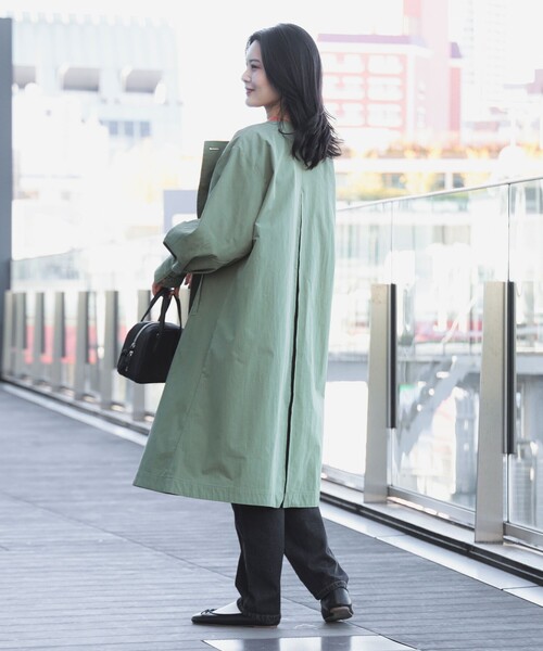 BEAMS HEART（ビームス ハート） ノーカラーコート SMALL オリーブ