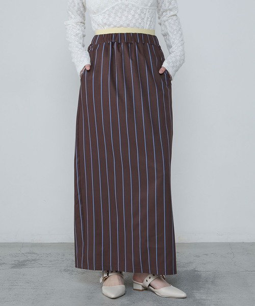 le ELMi スカート Striped narrow long skirt / 「UV/速乾