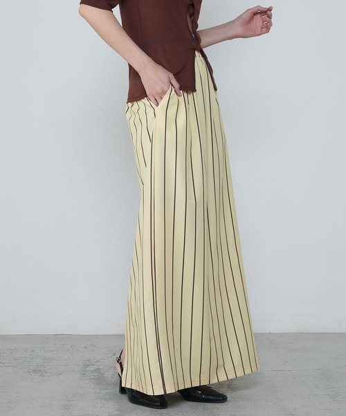 スカート APRILE LONG SKIRT le ELMi スカート Striped narrow long skirt / 「UV/速乾