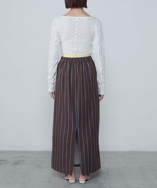 スカート APRILE LONG SKIRT le ELMi スカート Striped narrow long skirt / 「UV/速乾