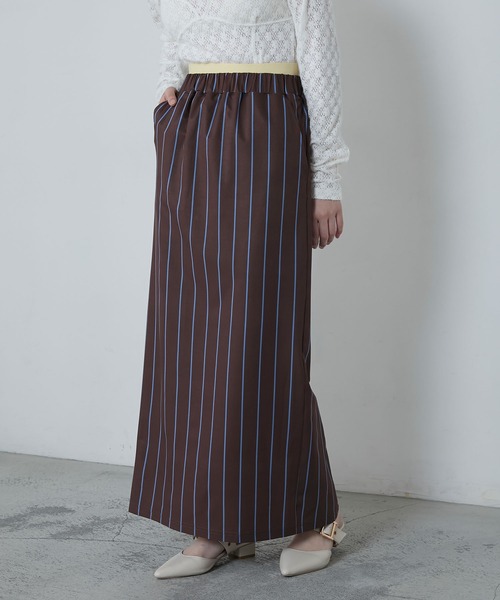 【Massimo dutti】シワ加工入りストライプスカート le ELMi スカート Striped narrow long skirt / 「UV/速乾