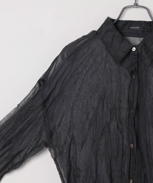 ブラウス シャツ シボワッシャーワイドシャツ レディース JEANASIS ブラウス シャツ リンクルワッシャーシアーシャツ