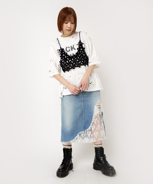 tシャツ M2523 ダメージルーズＴ レディース RNA tシャツ M2523 ダメージルーズT レディース : ZOZOTOWN