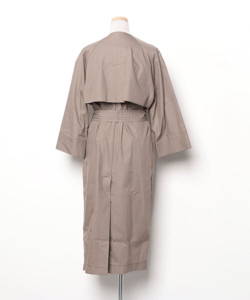 「NANO universe」 ノーカラーコート 36 カーキ レディース_画像2