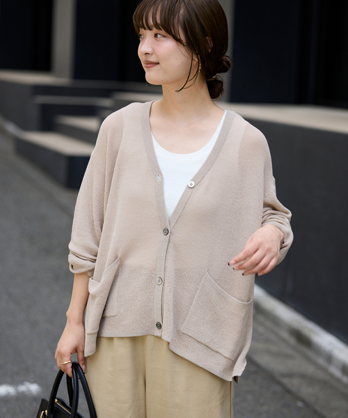 SLOBE IENA スムースVネックカーディガン FREE ネイビー 未使用