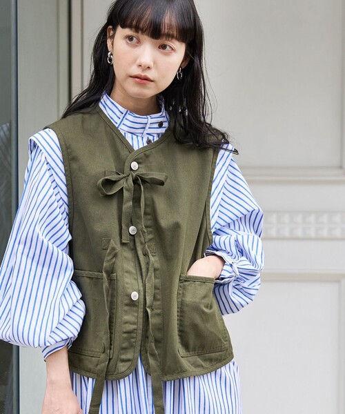「FREAK'S STORE」 ノースリーブブラウス フリ- オリーブ レディース