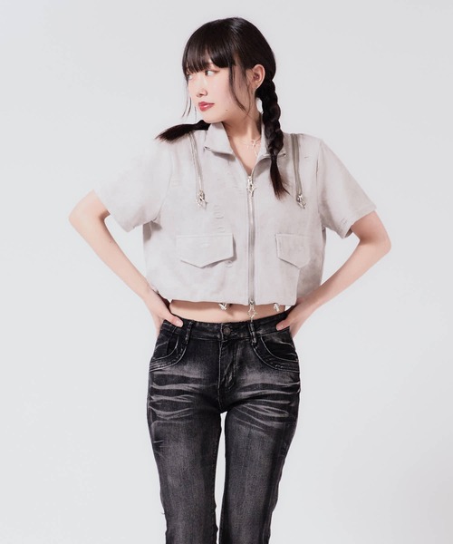 Chick tシャツ Cropped Zip Tops / クロップド ZIPトップス レディース
