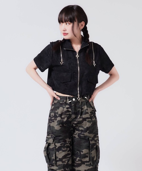 Chick tシャツ Cropped Zip Tops / クロップド ZIPトップス レディース
