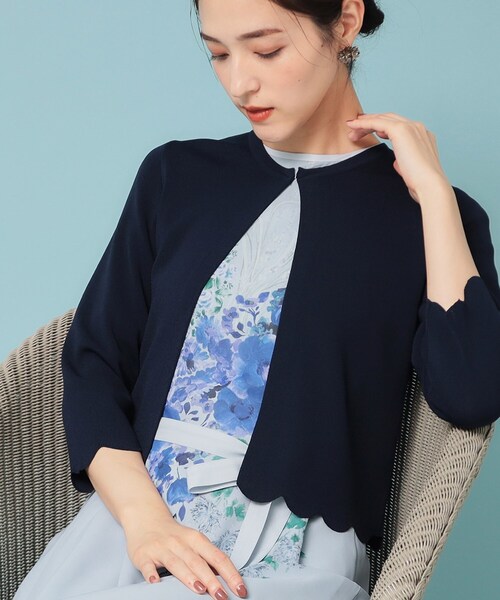 スーナウーナ（SunaUna）/【人気シリーズ4色展開】スカラップ7分袖ボレロ SunaUna（スーナウーナ） カーディガン 「人気シリーズ/4色展開