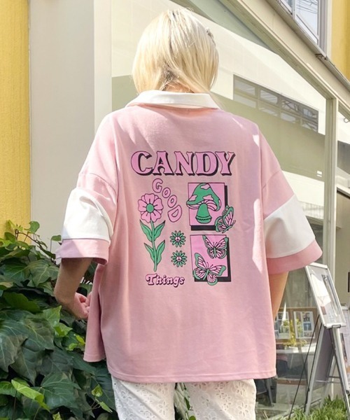 「Candy Stripper」 半袖カットソー 2 ブラック レディース