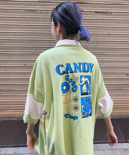 「Candy Stripper」 半袖カットソー 2 ブラック レディース