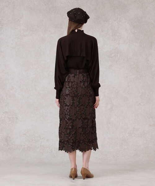 ANAYI（アナイ） スカート レザーフラワーエンブロイダリー スカート