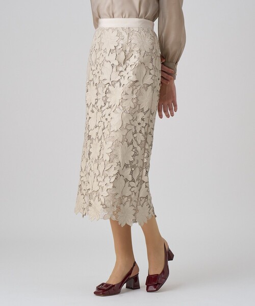 ANAYI（アナイ） スカート レザーフラワーエンブロイダリー スカート