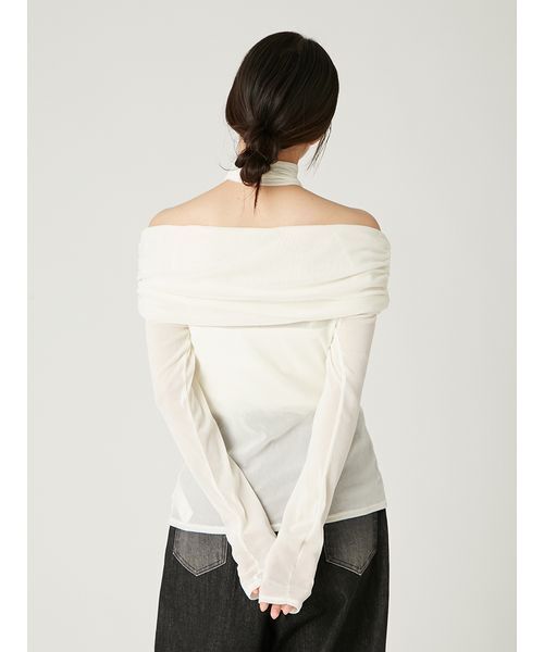 tシャツ オフショルフロッキーチュールトップス レディース FRAY I.D tシャツ オフショルフロッキーチュールトップス