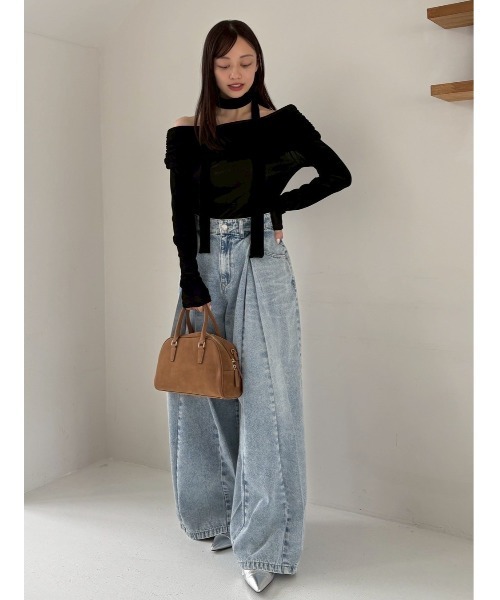 tシャツ オフショルフロッキーチュールトップス レディース FRAY I.D tシャツ オフショルフロッキーチュールトップス