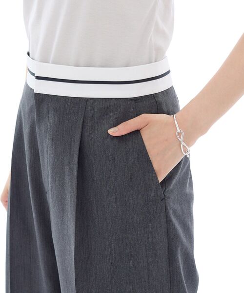 ワイドパンツ パンツ 「ウール調素材」ベルトデザインワイドパンツ レディースの画像