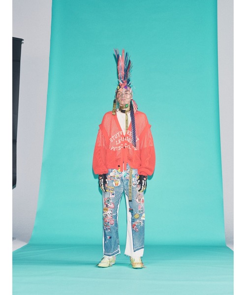 SEVESKIG / カーディガン(厚手)/L/ウール/YLW/総柄/KN-SV-IA-1001 SEVESKIG（セヴシグ） カーディガン SEVESKIG/セブシグ/CARDIGAN＿KN