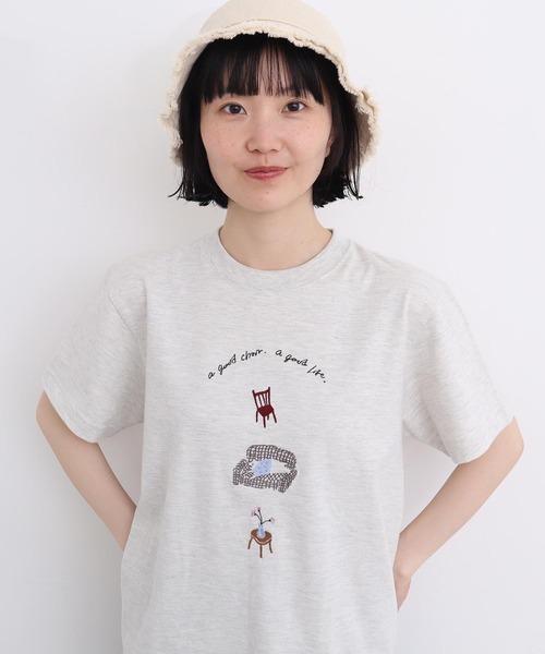 tシャツ イス生活　刺繍Tシャツ レディース