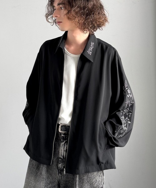 OLLE BOREBLA 黒い刺繍ジャケット Classical Origin ブルゾン アウター 「魅せる服。」刺繍デザイン