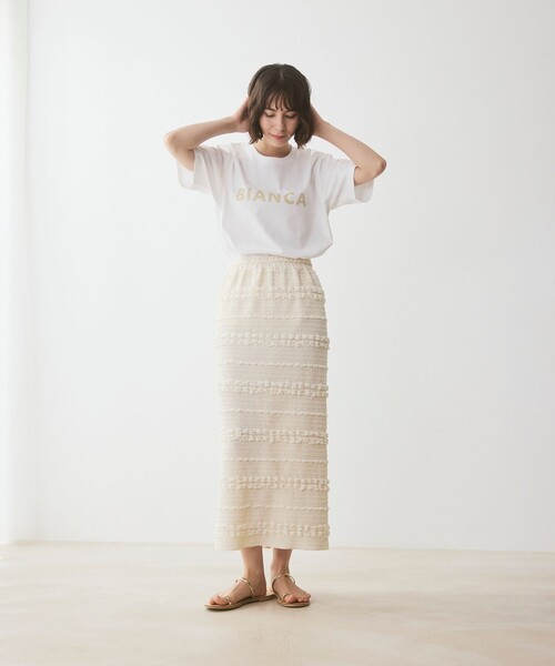BIANCA（ビアンカ） tシャツ 半袖 「着回し抜群」BIANCAコットンロゴT 