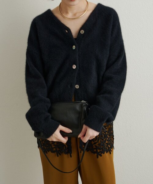 Omekashi（オメカシ） カーディガン ファーウール2WAY Vカーディガン